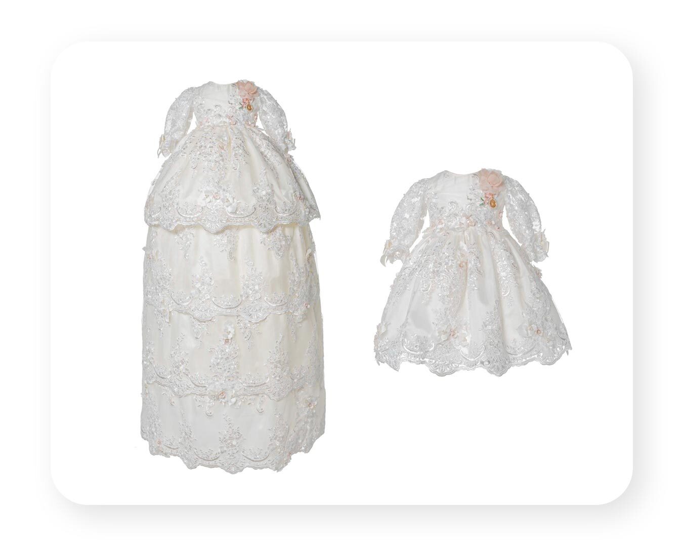 Ropon de bautizo para niña luca gobbi estilo desmontable 3 faldas